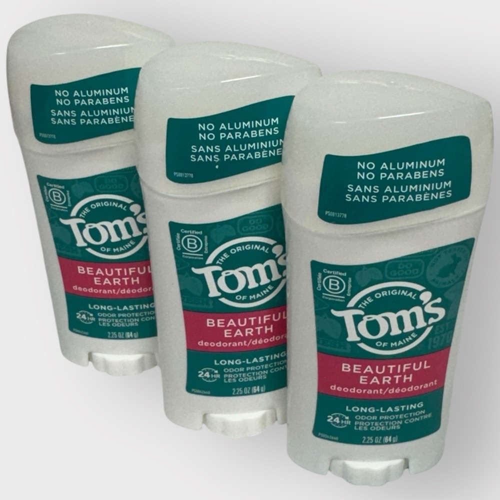 3~Toms Maine Deodorant BEAUTIFUL EARTH Long Lasting  Rare Retired Scent Disc NEW